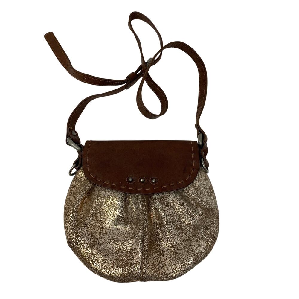 Vin Baker Brown + Gold Metallic Bag Small Flap Crossbody Purse Made In US